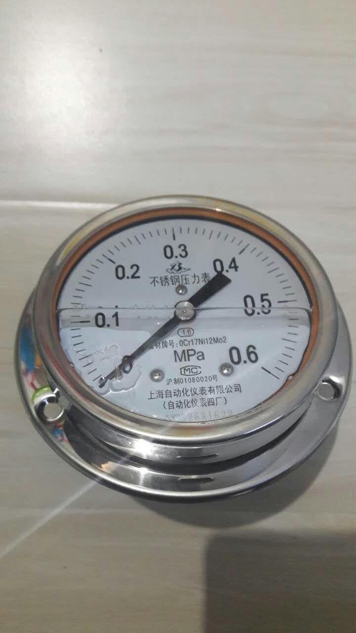 YB-60ZT不銹鋼軸向帶邊壓力表 0-0.1Mpa